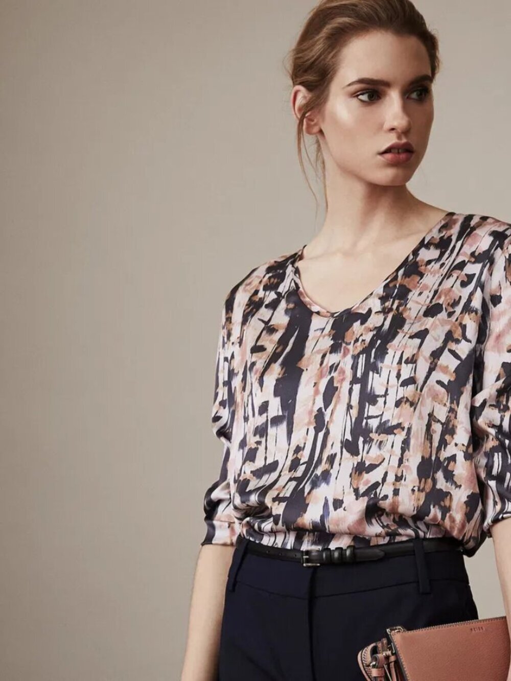 Reiss Helena Printed Shirt Abstract Size Small